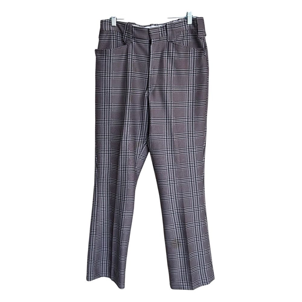 Prior Westerns Denver Vintage Plaid Windowpane Dress Pants Mens 31x31 Red Black
